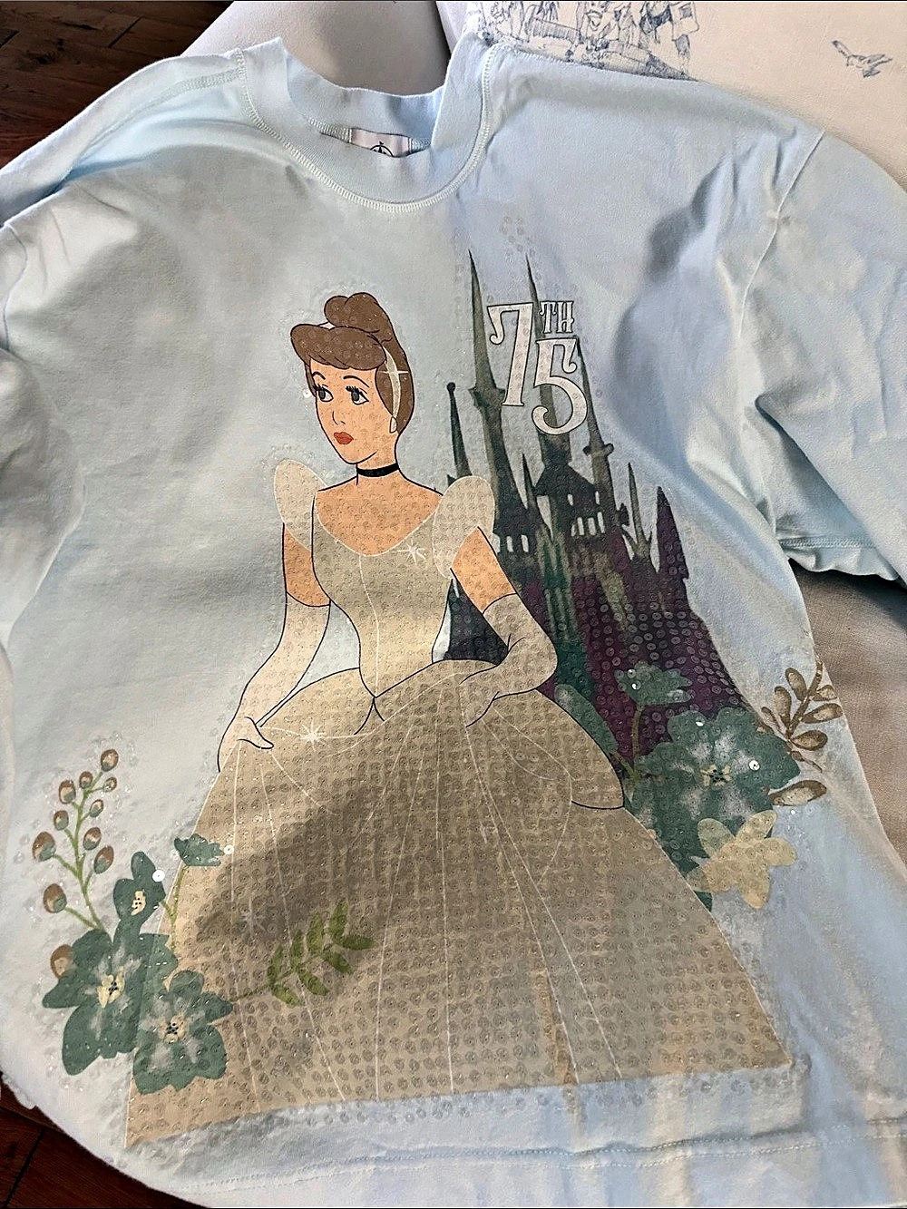 Disney Cinderella 75th Anniversary Once Upon a Time Sequin Long Sleeve Top